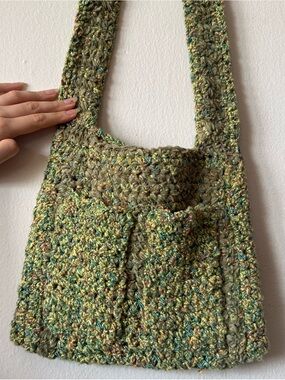 Handmade Sage Green crochet bag